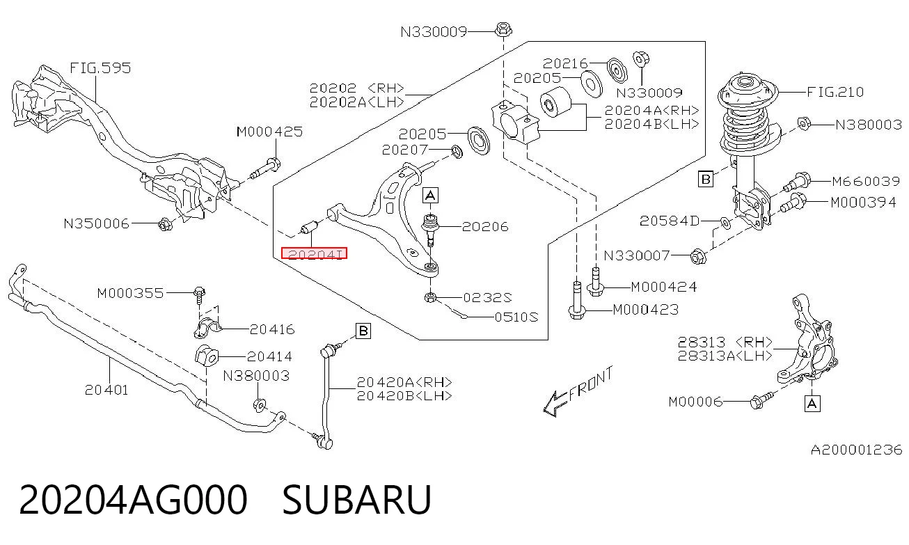 20204AG000 Subaru Сайлентблок переднього нижнього важеля