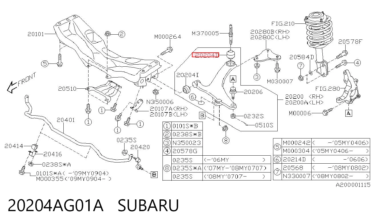 С/блок нижнього важеля Subaru Outback III