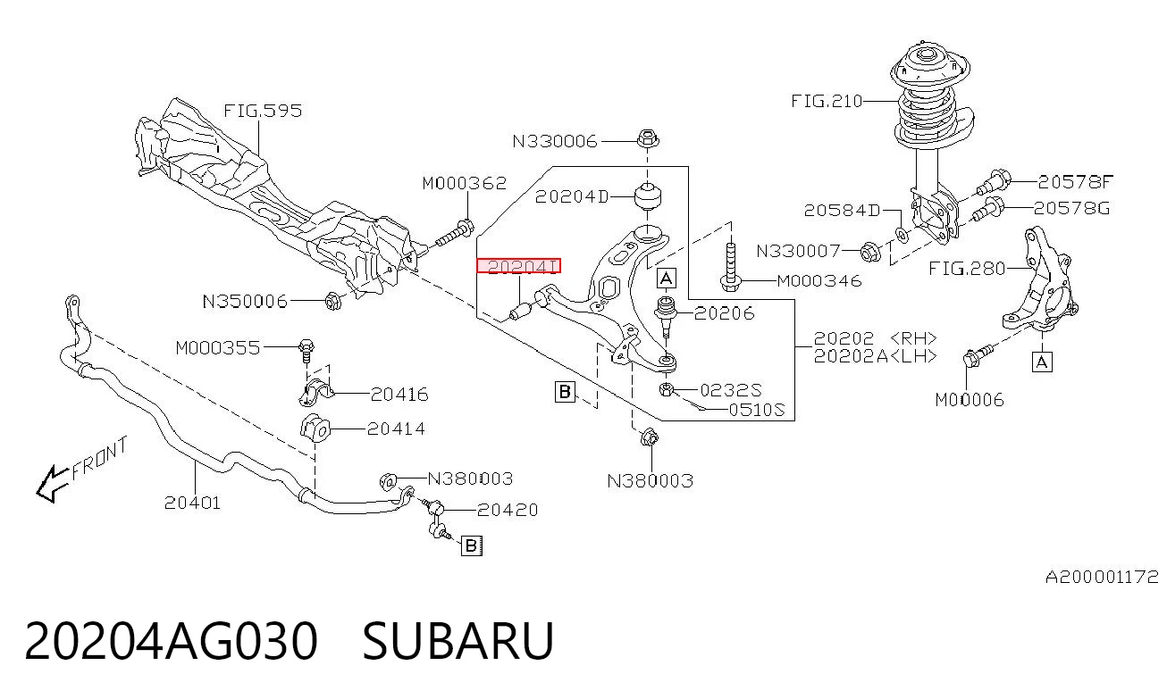 20204AG030 Subaru Сайлентблок переднього нижнього важеля