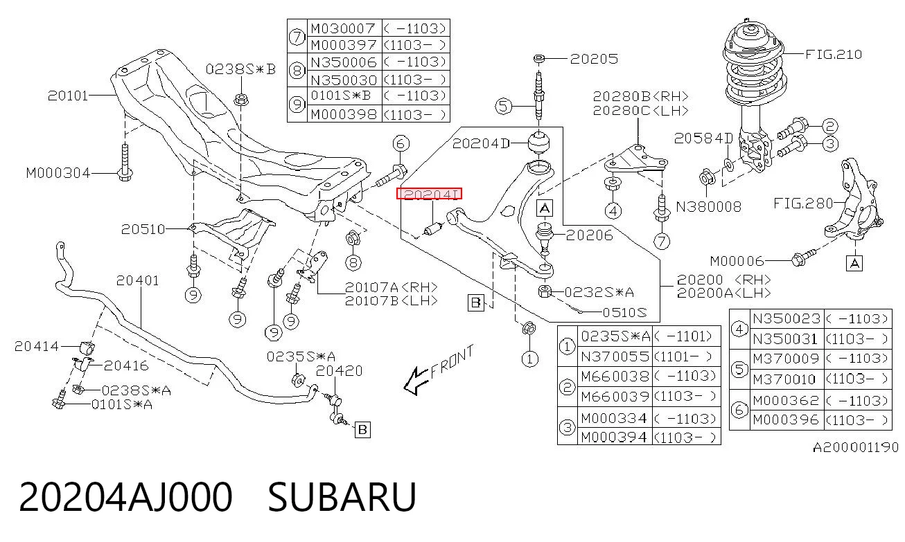 20204AJ000 Subaru Сайлентблок переднього нижнього важеля