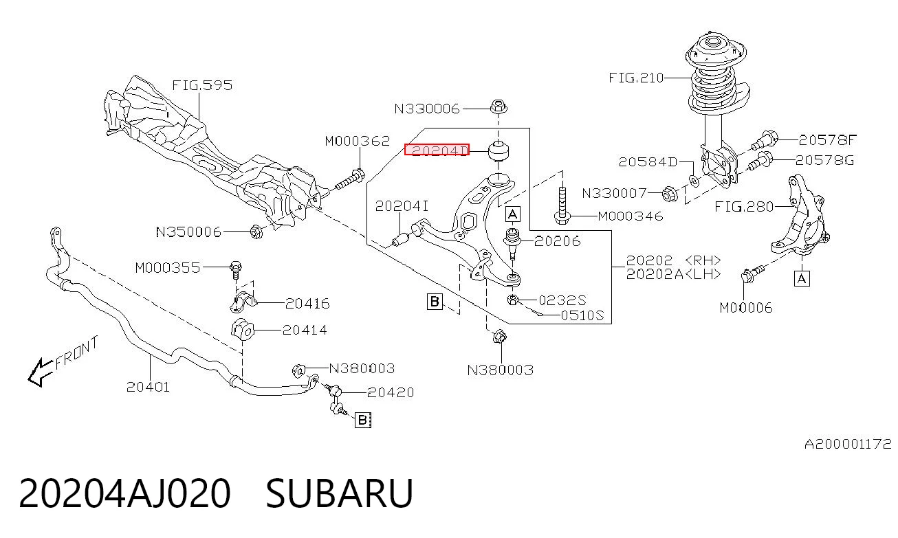 20204AJ020 Subaru Сайлентблок переднього нижнього важеля