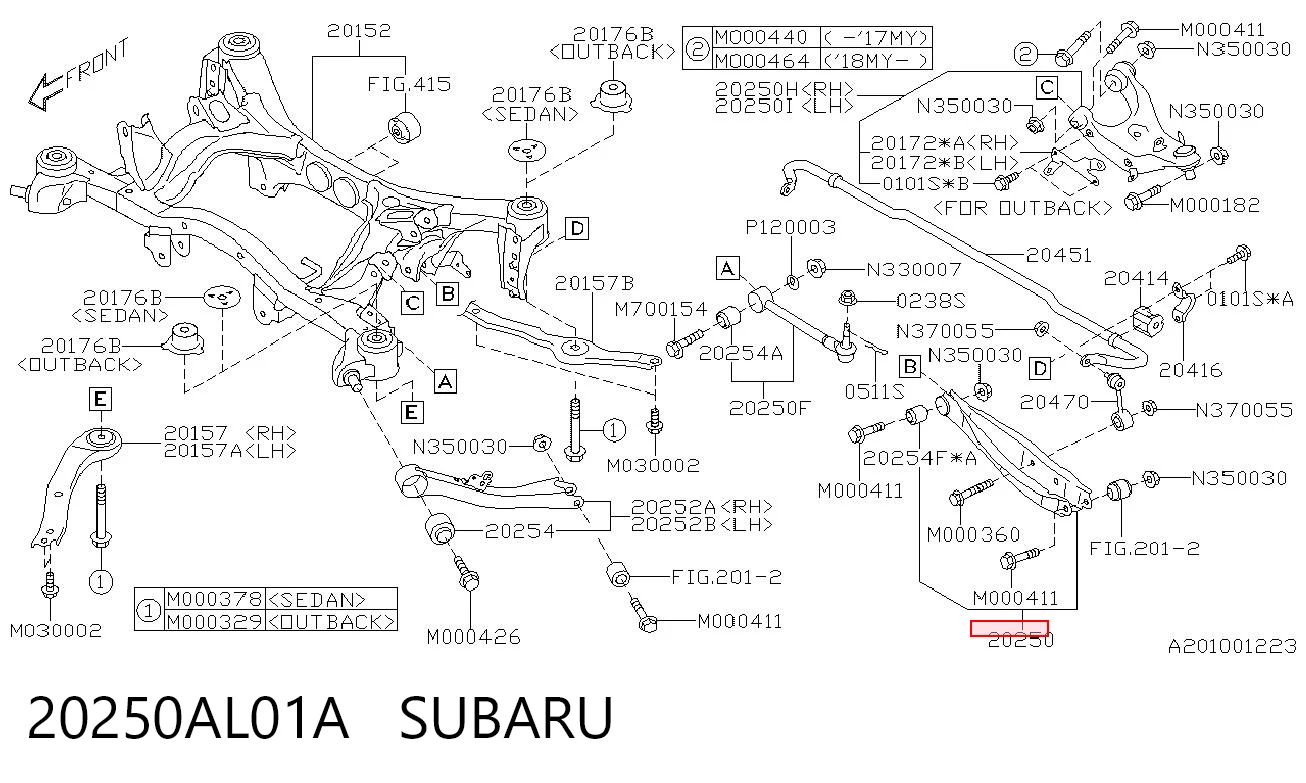 20250AL01A Subaru Важелі задньої підвіски