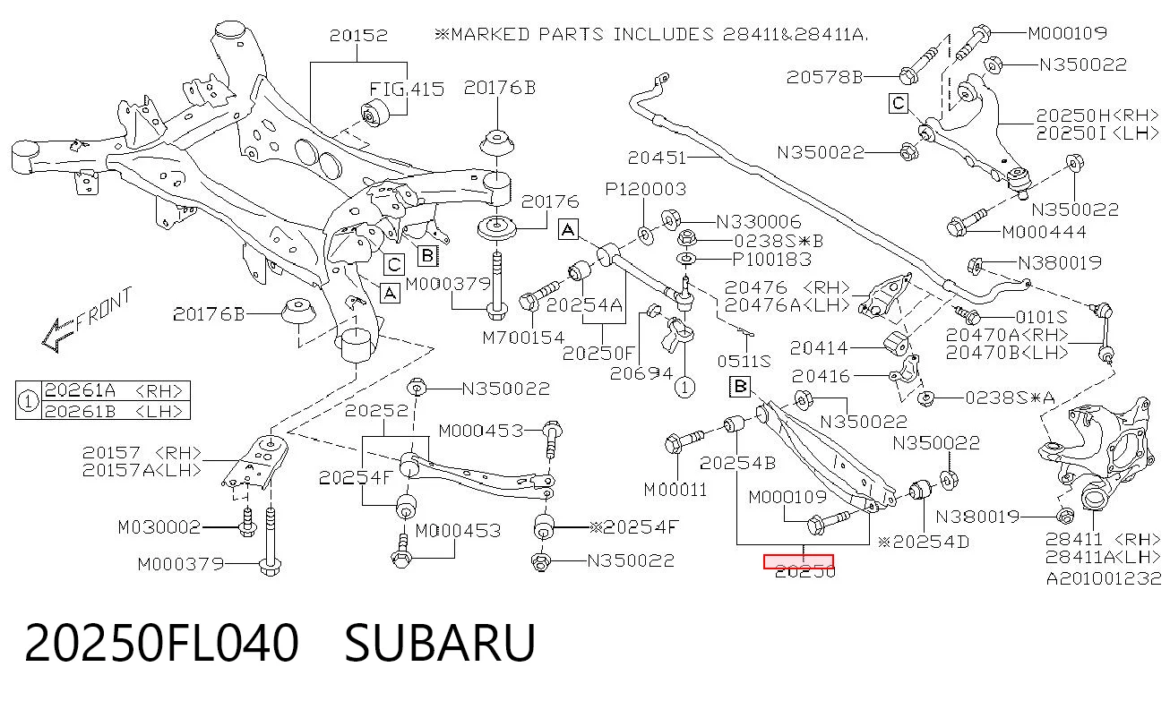 20250FL040 Subaru Сайлентблок верхнього важеля