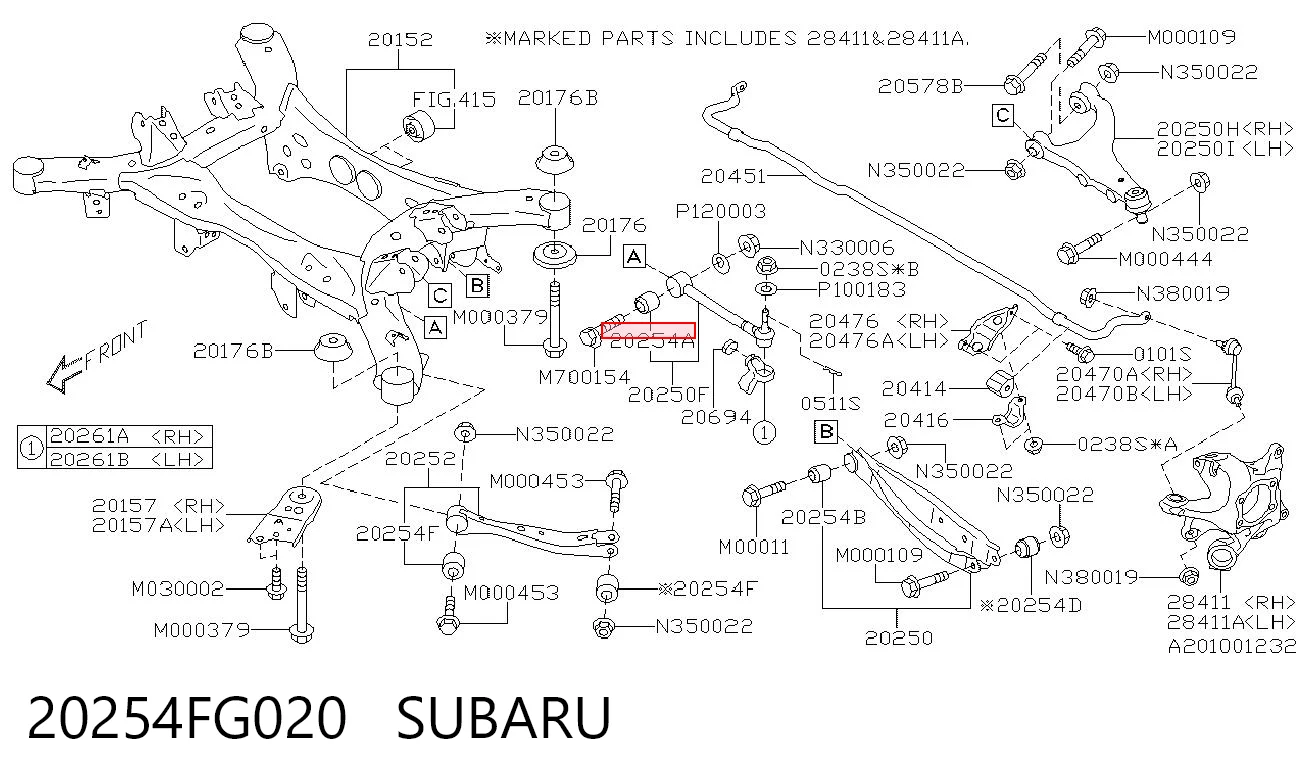 20254FG020 Subaru Сайлентблок заднього поперечного важеля, внутрішній