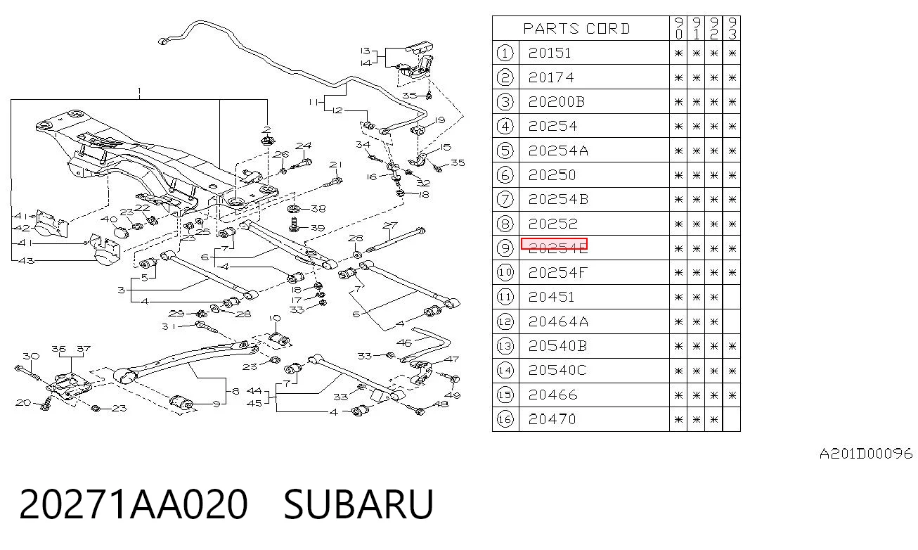 20271AA020 Subaru Сайлентблоки поздовжніх важелів передньої підвіски