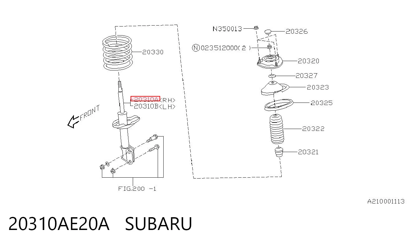 20310AE20A Subaru Амортизатор передньої підвіски