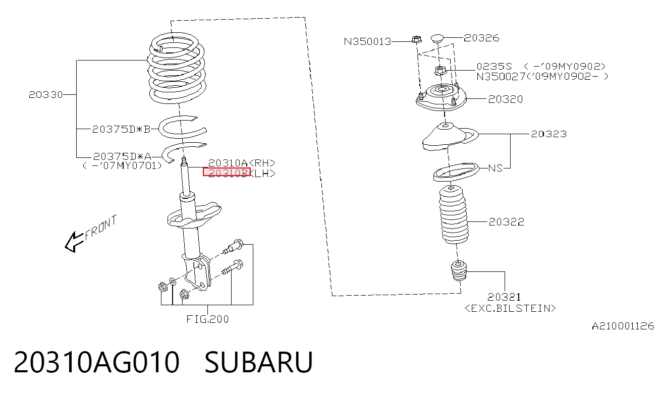 20310AG010 Subaru Ліва передня стійка