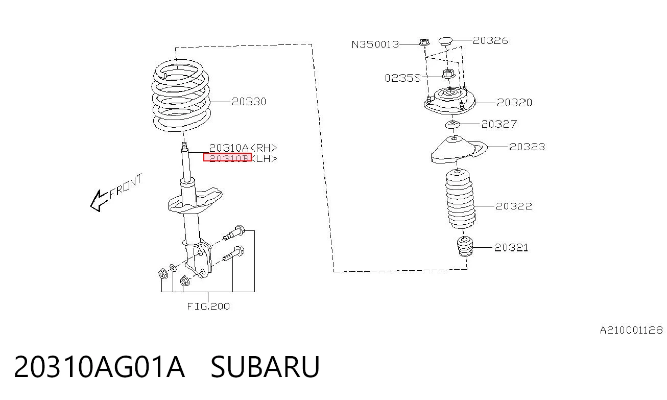 20310AG01A Subaru Ліва передня стійка