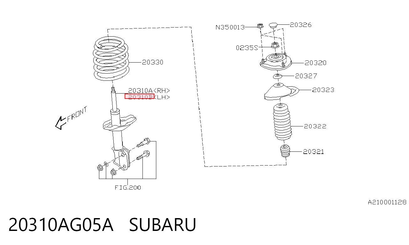 20310AG05A Subaru Ліва передня стійка