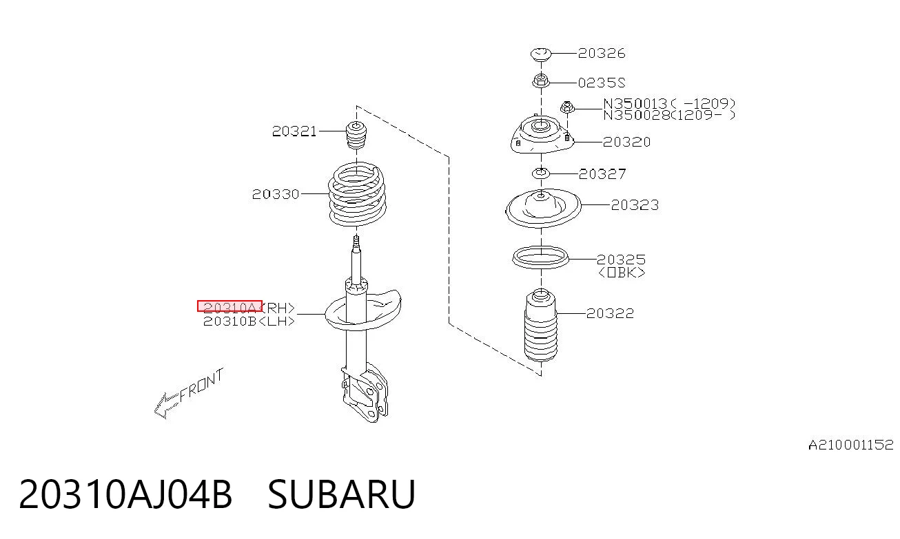 20310AJ04B Subaru Амортизатор передньої підвіски