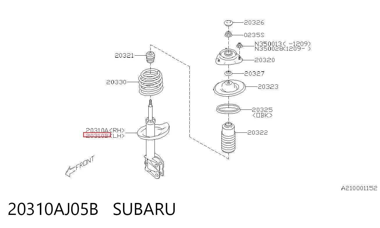 20310AJ05B Subaru Ліва передня стійка