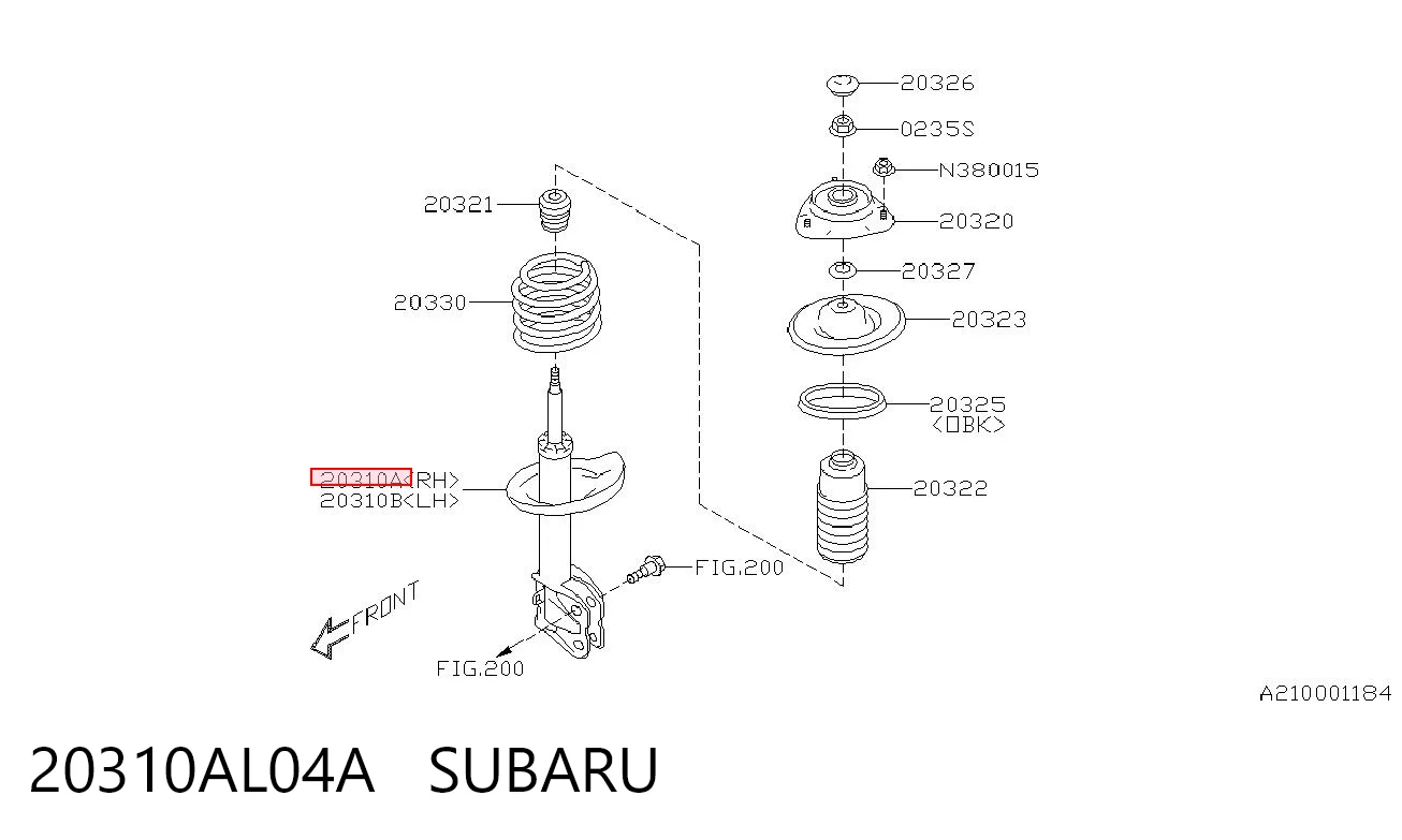 20310AL04A Subaru Амортизатор передньої підвіски
