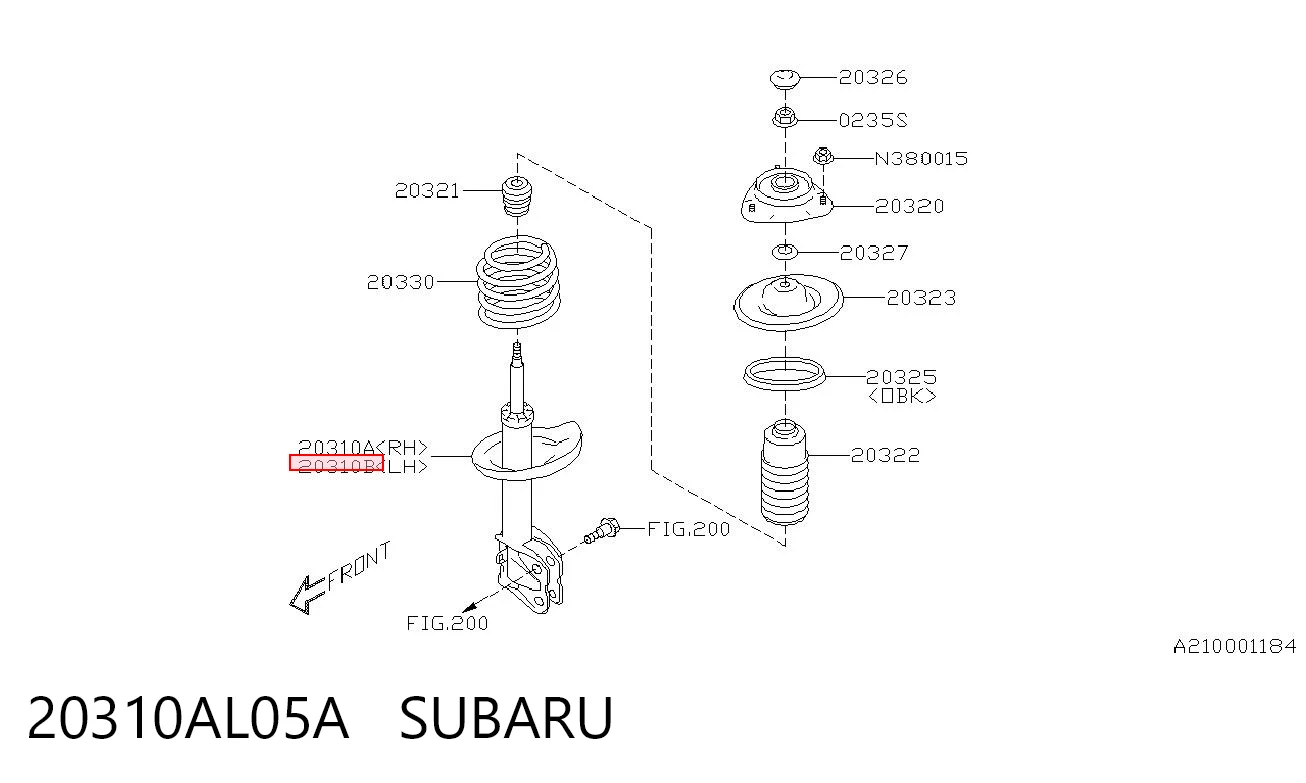 20310AL05A Subaru Ліва передня стійка