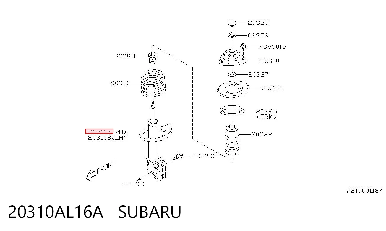 20310AL16A Subaru Амортизатор передньої підвіски