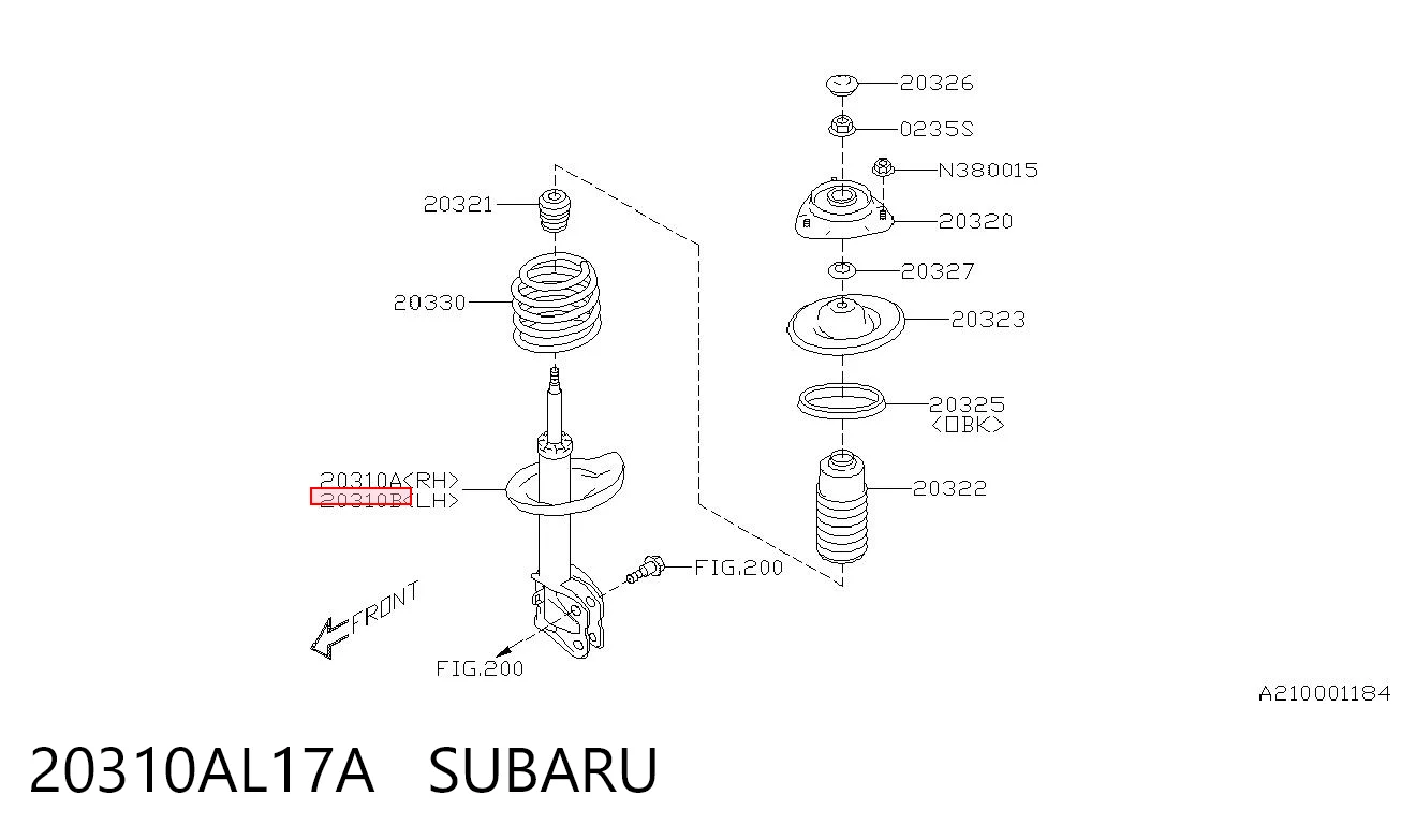 20310AL17A Subaru Ліва передня стійка