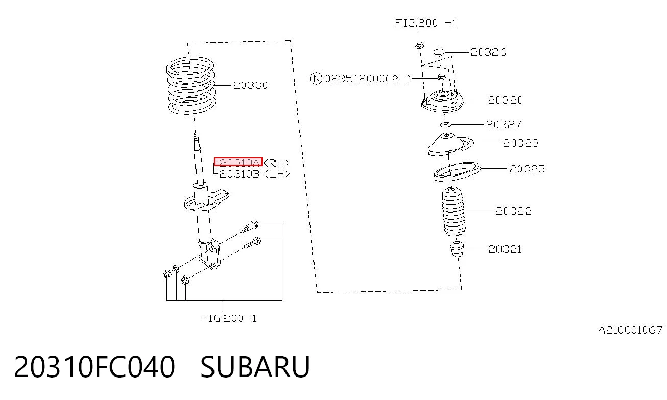 20310FC040 Subaru Амортизатор передньої підвіски