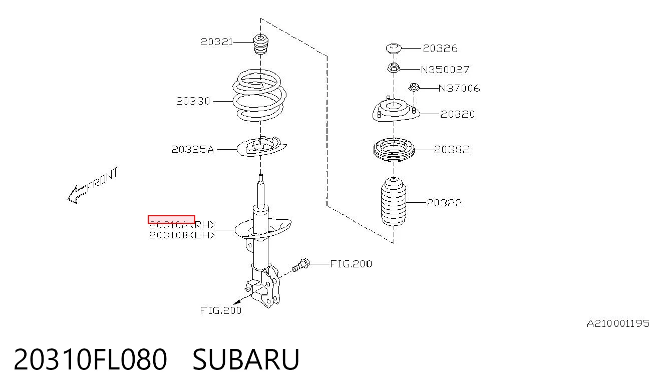 20310FL080 Subaru Амортизатор передньої підвіски