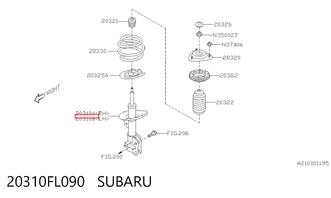 20310FL090 Subaru Ліва передня стійка
