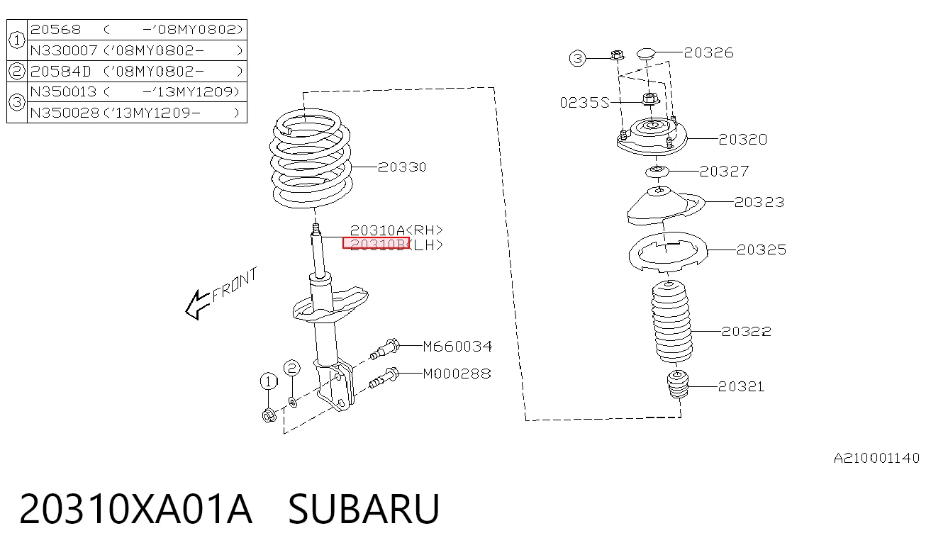 20310XA01A Subaru Ліва передня стійка