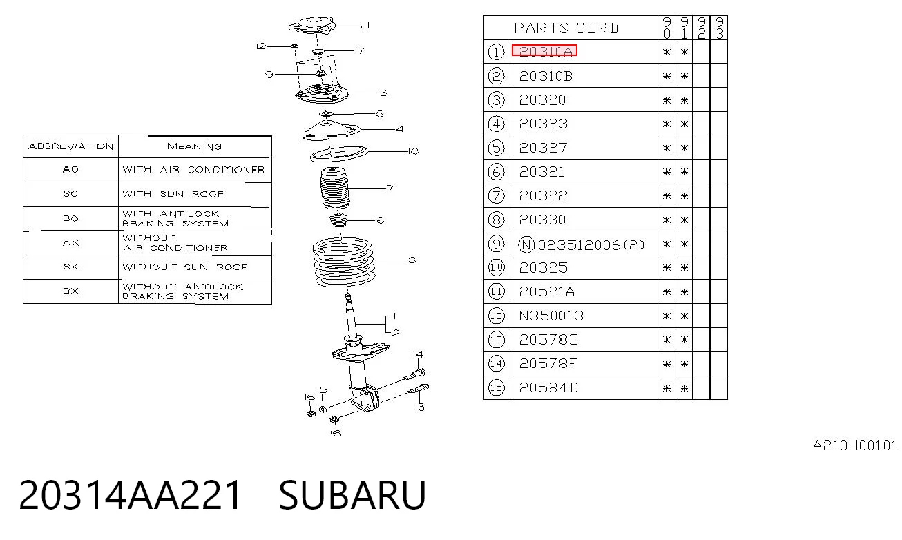 Амортизатор передній Subaru Legacy 2 BD, BG