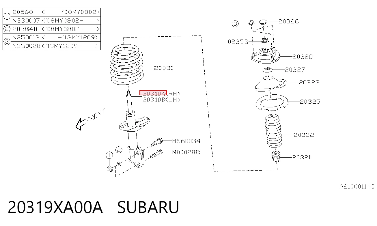20319XA00A Subaru Амортизатор передньої підвіски