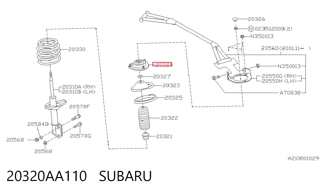 20320AA110 Subaru Кріплення переднього амортизатора