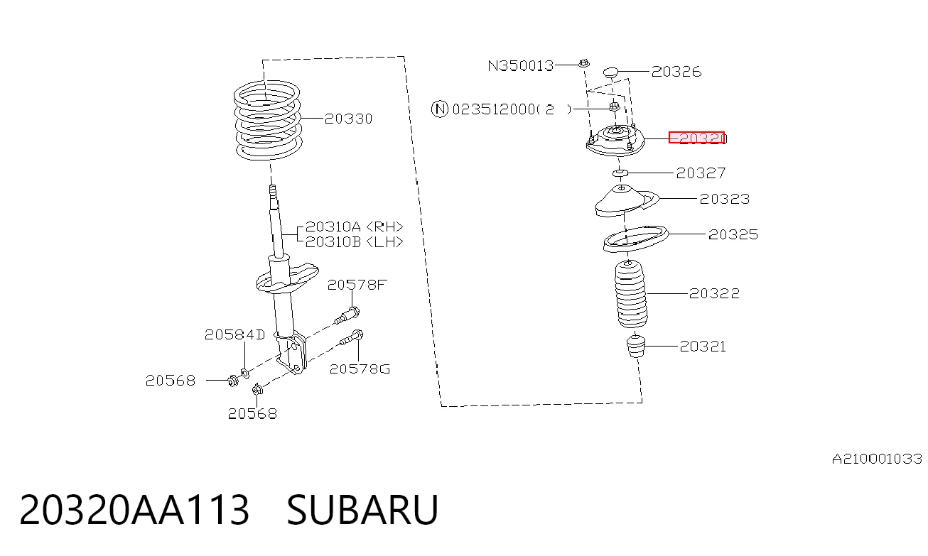 20320AA113 Subaru Кріплення переднього амортизатора