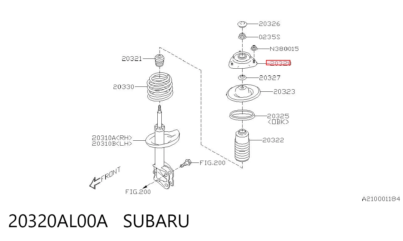 20320AL00A Subaru Кріплення переднього амортизатора
