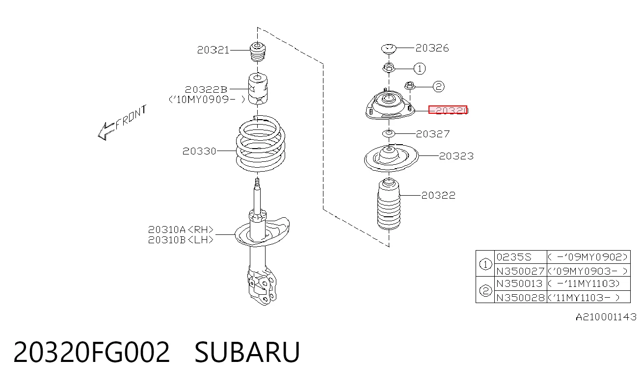 20320FG002 Subaru Кріплення переднього амортизатора