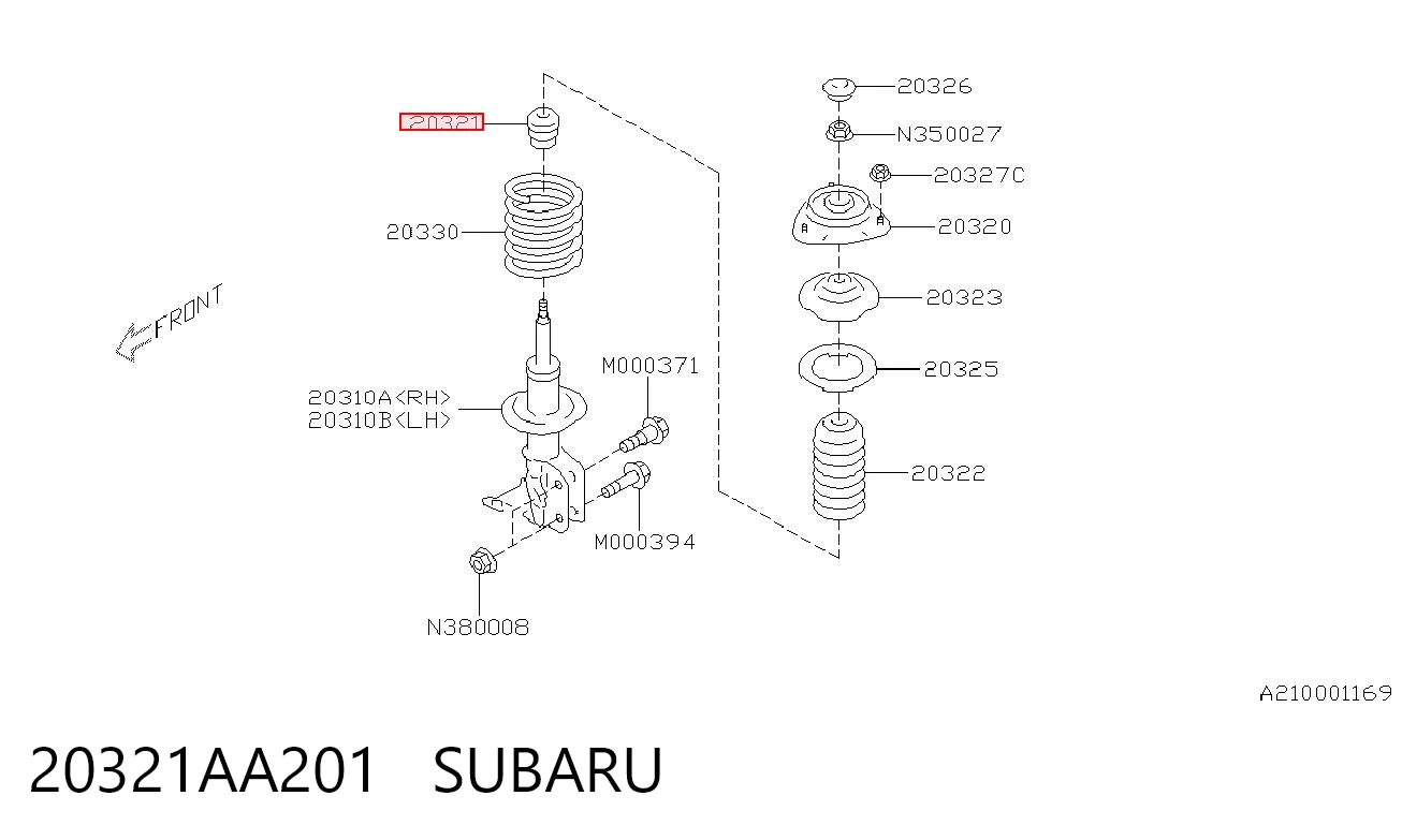 20321AA201 Subaru Буфер-відбійник амортизатора переднього