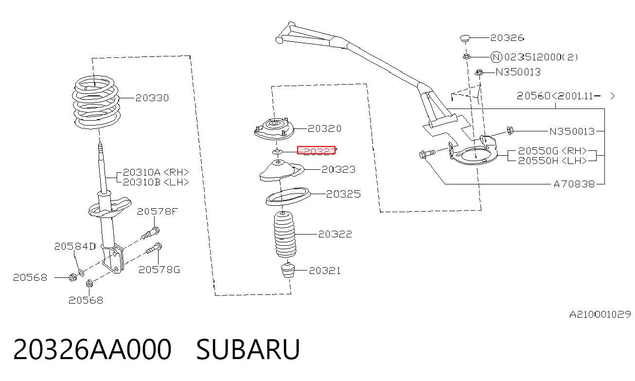 20326AA000 Subaru Шайба втулки штока переднього амортизатора
