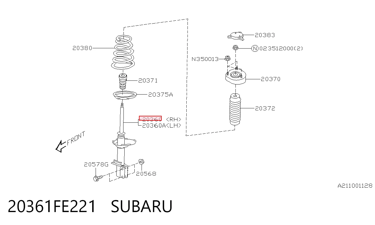 20361FE221 Subaru Амортизатор задній, правий