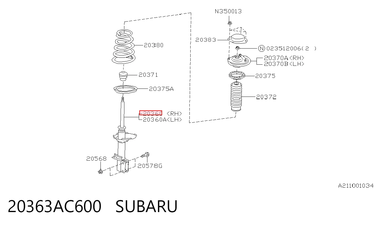 20363AC600 Subaru Амортизатор задній, правий