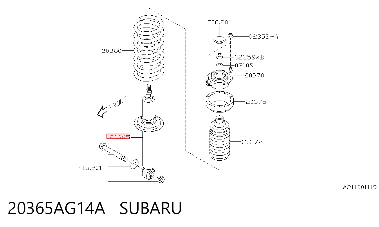 20365AG14A Subaru Амортизатори задні
