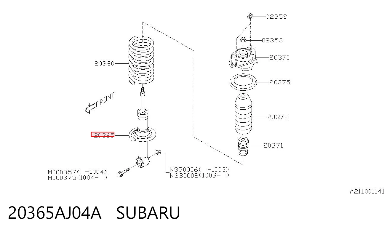 20365AJ04A Subaru Амортизатори задні