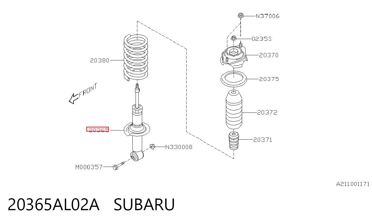20365AL02A Subaru Амортизатори задні
