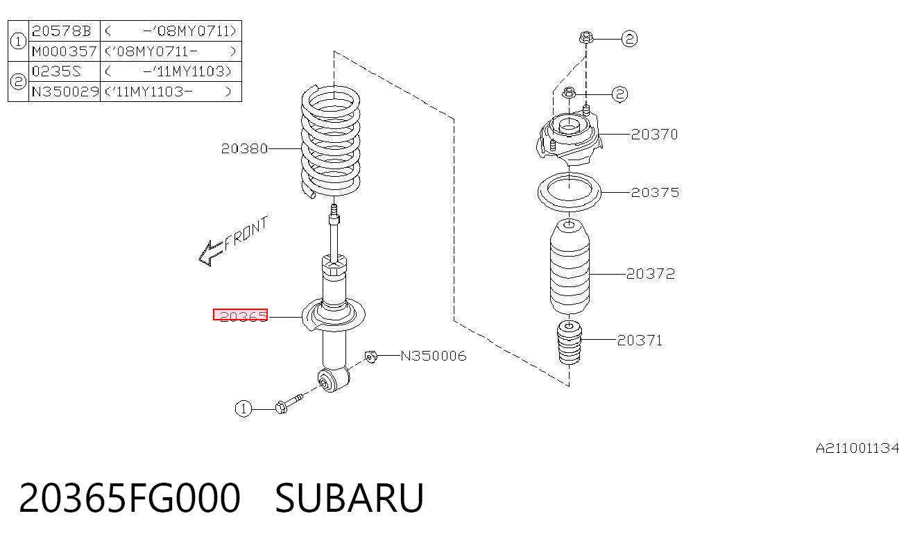 20365FG000 Subaru Амортизатори задні