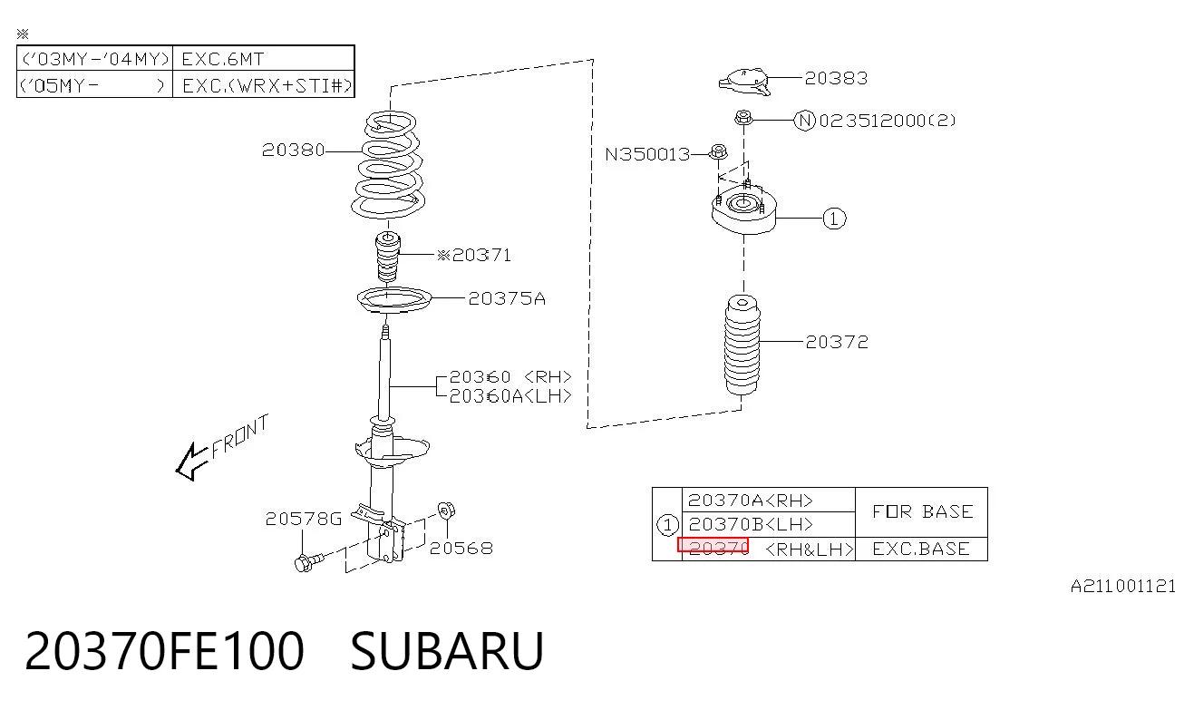 20370FE100 Subaru Опора амортизатора