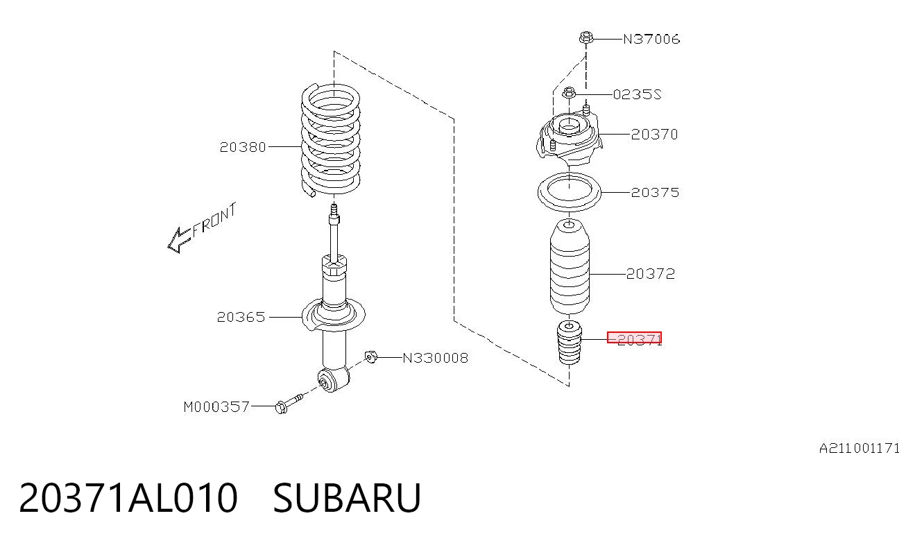 20371AL010 Subaru Буфер заднього амортизатора