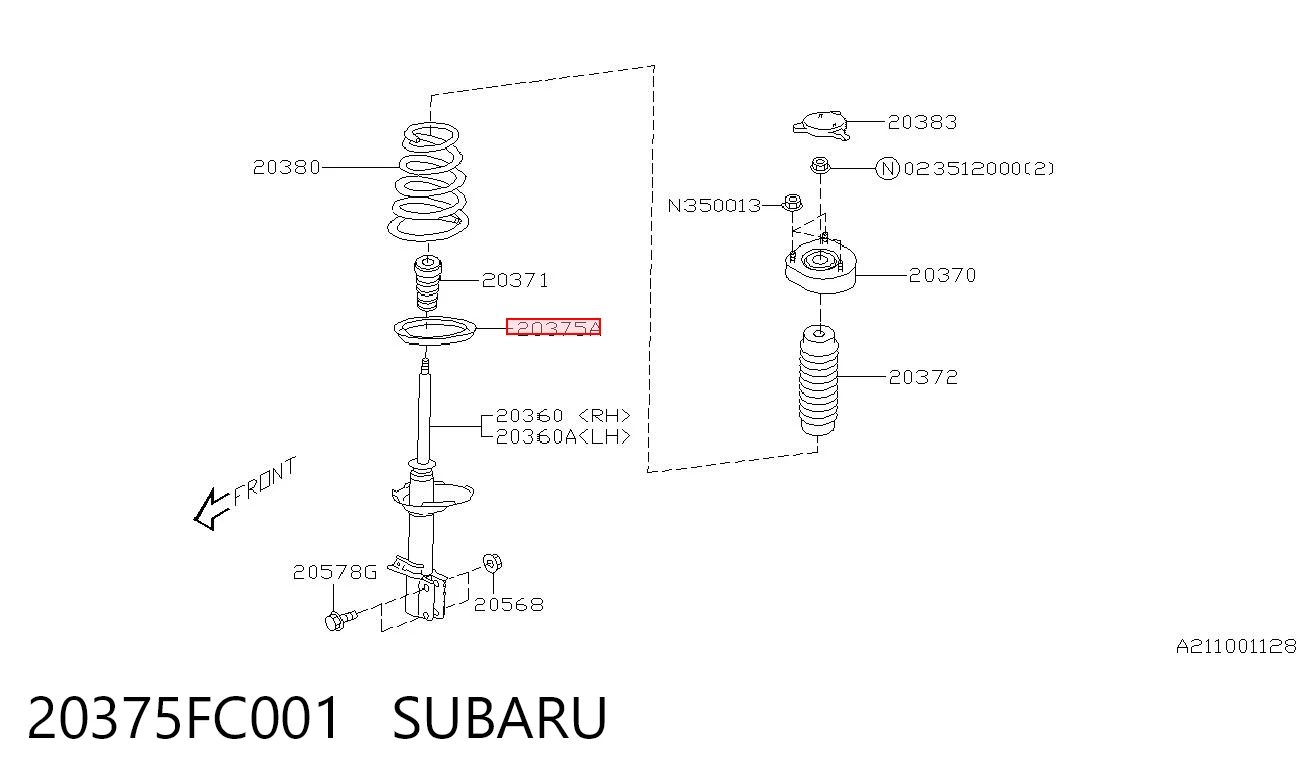 20375FC001 Subaru Проставка (гумове кільце) пружини задньої, нижня