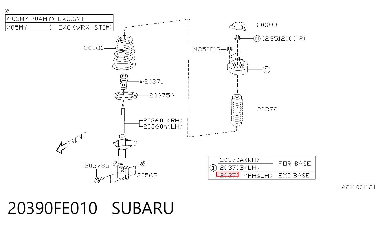 20390FE010 Subaru Опора амортизатора