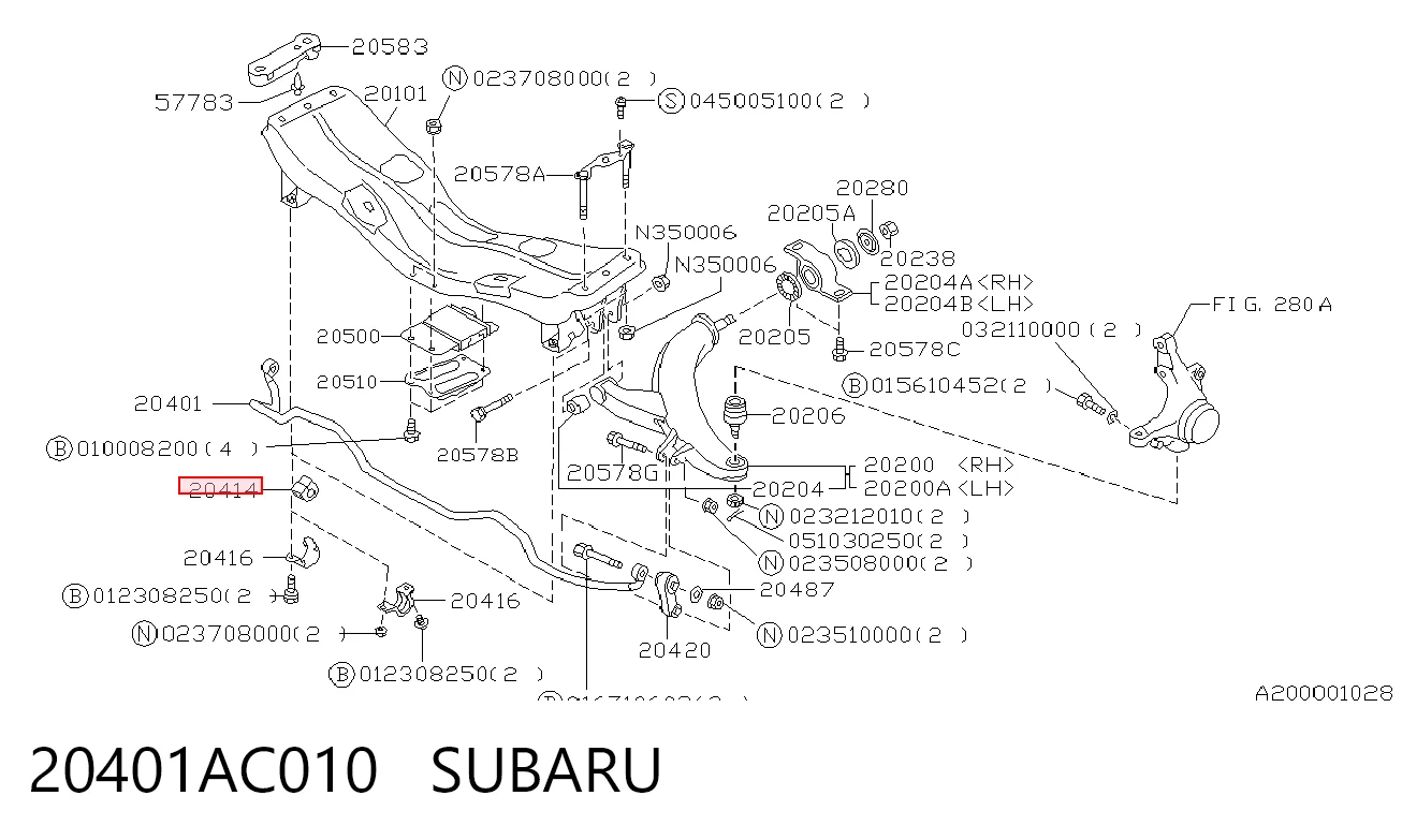20401AC010 Subaru Втулка стабілізатора переднього