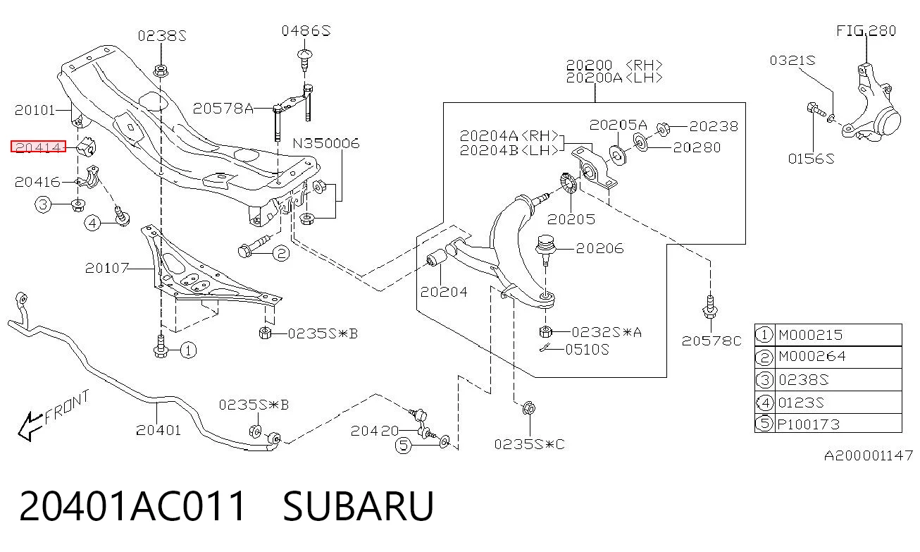 20401AC011 Subaru Втулка стабілізатора переднього