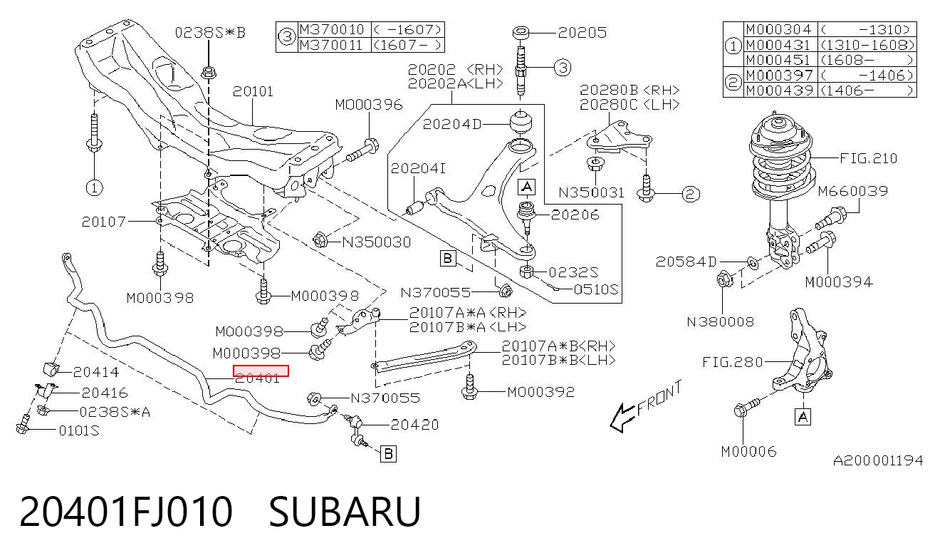 20401FJ010 Subaru Стабілізатор передньої підвіски