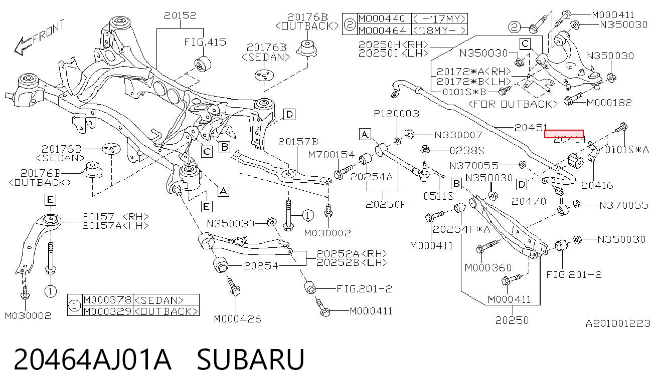 20464AJ01A Subaru Втулка стабілізатора заднього