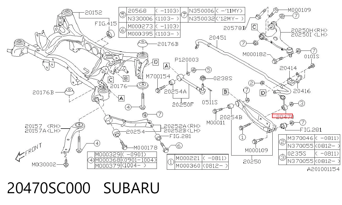20470SC000 Subaru Тяжка стабілізатора, заднього