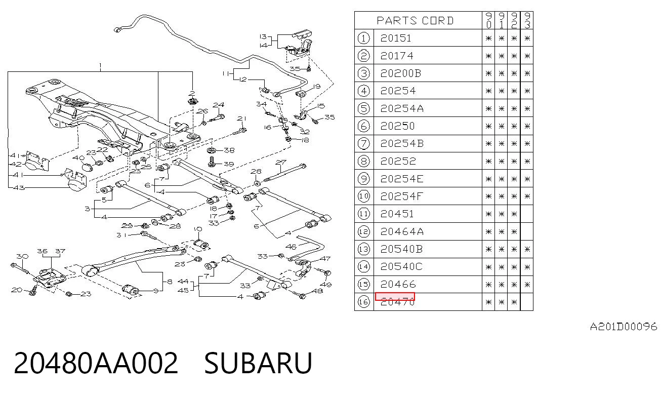 Тяжка стабілізатора, заднього на Subaru Legacy I BC