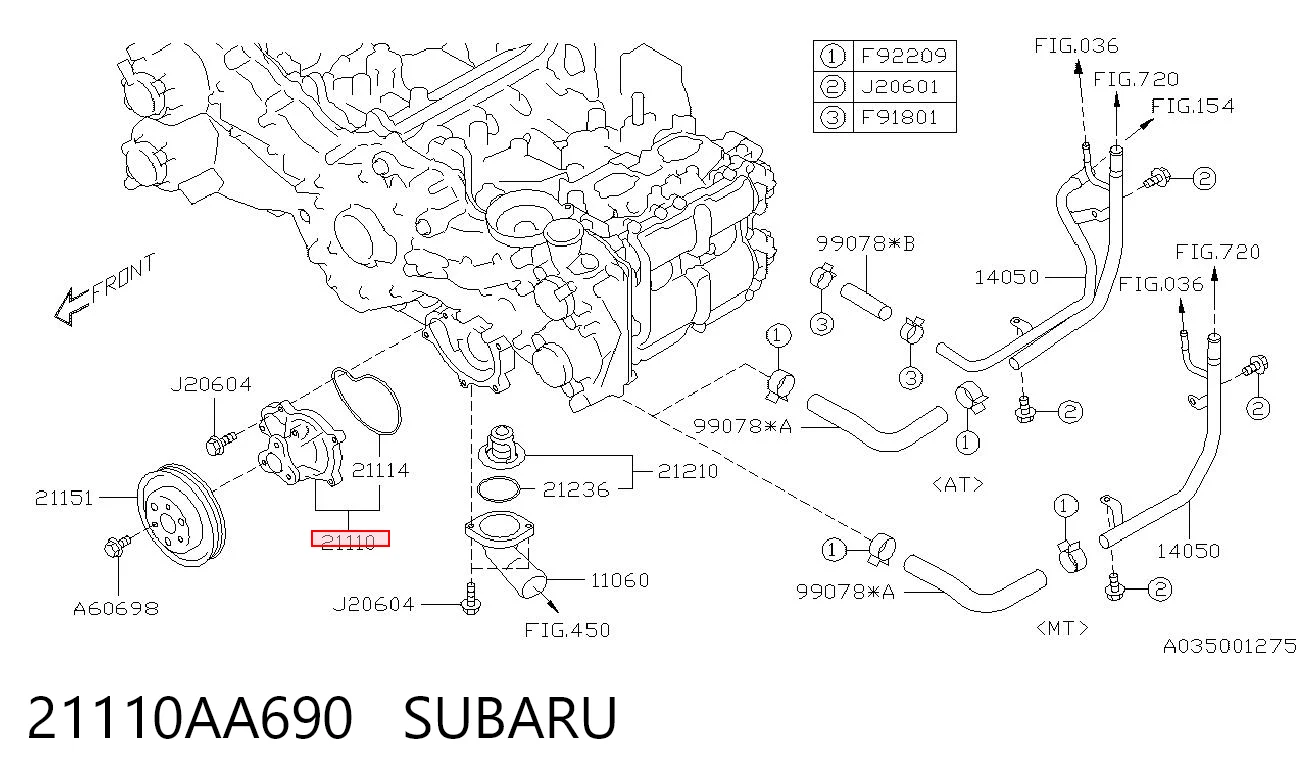 21110AA690 Subaru Насос охолодження