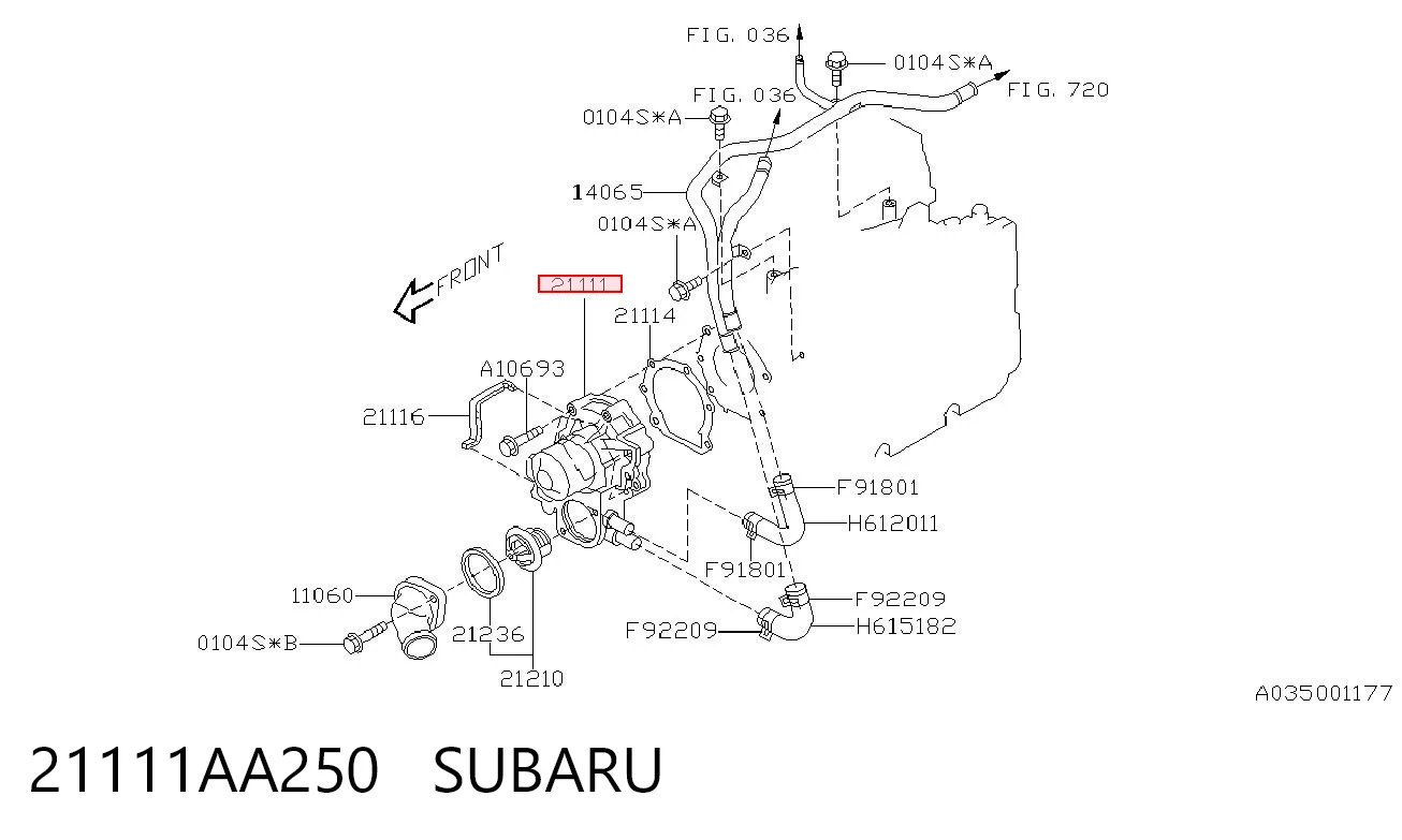 21111AA250 Subaru Насос охолодження
