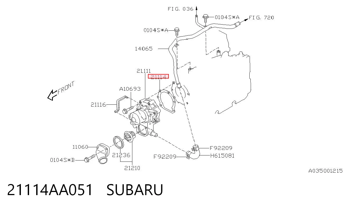 21114AA051 Subaru Прокладка водяної помпи